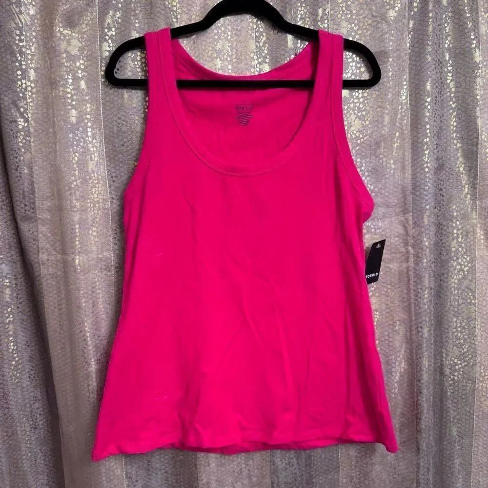 Torrid Magenta Pink Foxy Scoop Neck Racerback Stretch Tank Top Size 1X